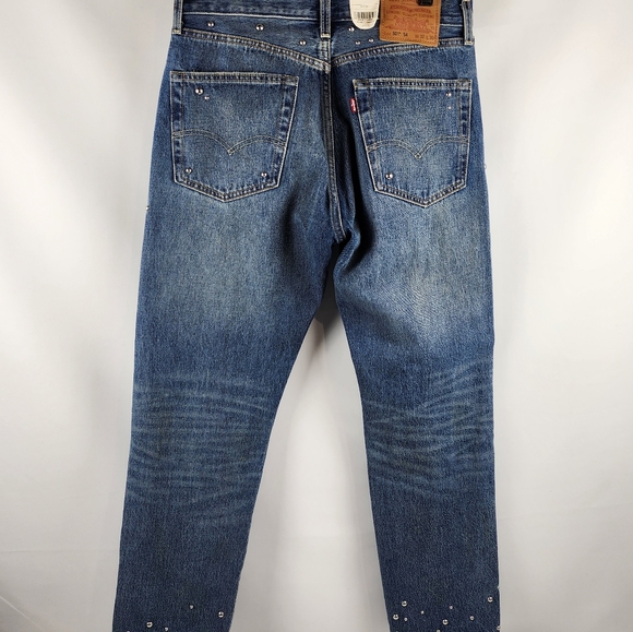 Levis 501 Womens Distressed Button Fly Slim Leg High Rise Stud Accents 32x30 NWT - Picture 12 of 16